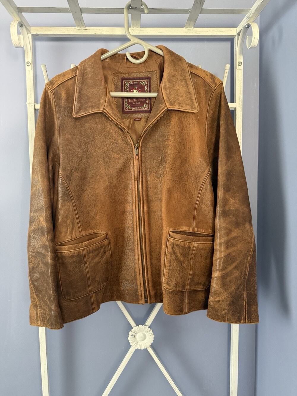 Territory Ahead Vintage Leather Jacket Distressed Brown XP ( Fits Md)